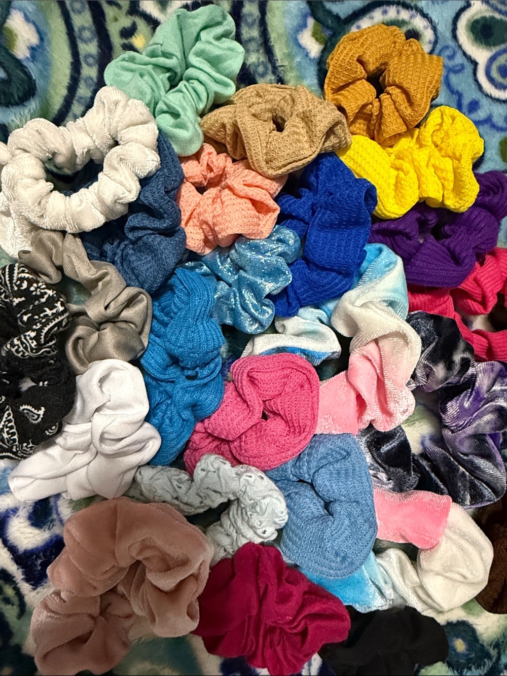 25 Assorted Kids Hair Scrunchies - Multicolor Pack